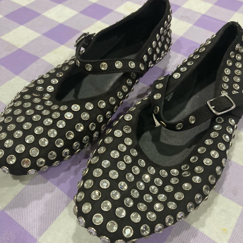 Target Black Mary Jane Flats with Crystal Studs